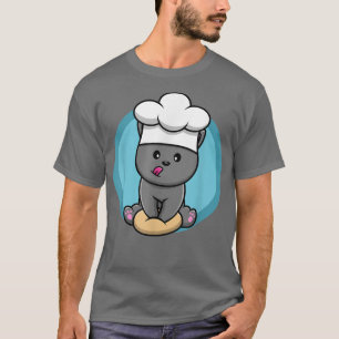 Fun Meme Grey Kitten Baking Cookies Chef Cat Makin T-Shirt