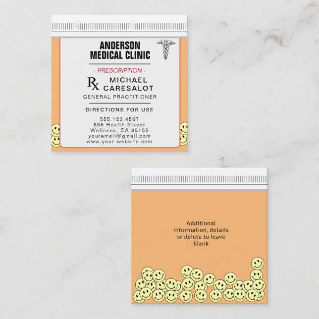 Fun Memorable Prescription Medical  Business Card (Front/Back)