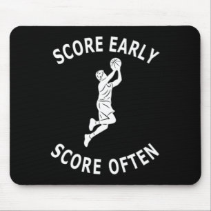 Fun men basketball player saying score early score mouse mat