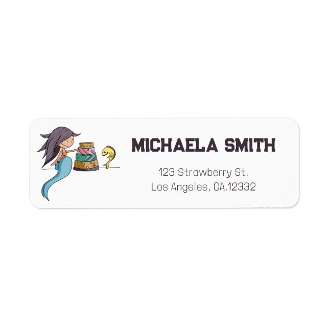 Fun Mermaid Birthday Return Address (Front)