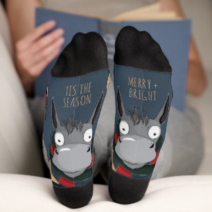Fun Merry + Bright Customizable Donkey Blue Grey Socks
