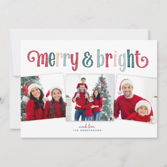 Fun Merry & Bright Red/Green typography (Front)