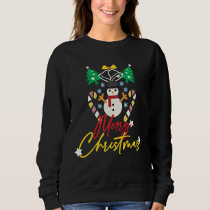 Fun Merry Christmas Design with Bells, Trees Sweatshirt