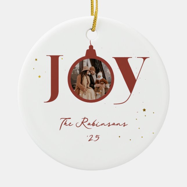 Fun Merry Christmas Family Photo Joy Ornament  (Front)
