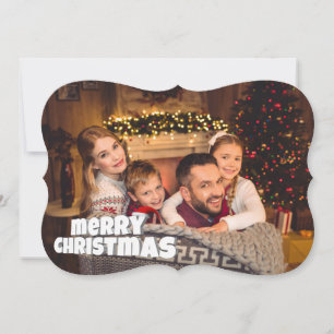 Fun Merry Christmas Fancy Cut Photo Christmas Holiday Card