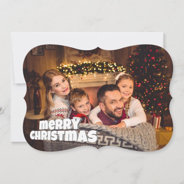 Fun Merry Christmas Fancy Cut Photo Christmas Holiday Card (Front)