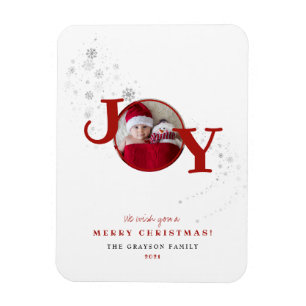 Fun Merry Christmas Joy Photo Holiday Card Magnet