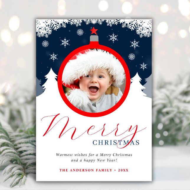 Fun Merry Christmas Photo Ornament  Holiday Card (Creator Uploaded)