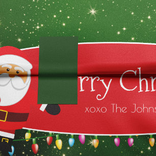 Fun Merry Christmas Santa Last Name Red and Green Tissue Paper
