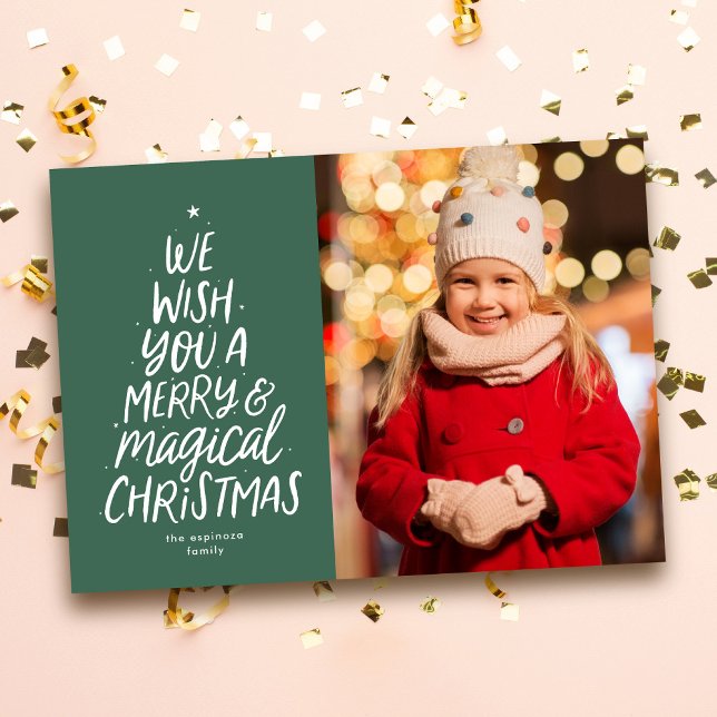Fun Merry Christmas tree simple photo Holiday Card (Creator Uploaded)