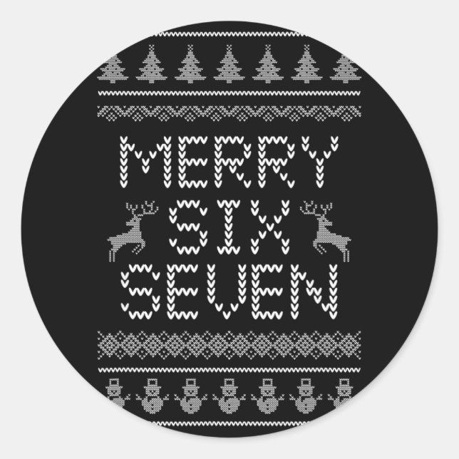 Fun Merry Six Seven 6 7 Meme Design Christmas Humo Classic Round Sticker (Front)