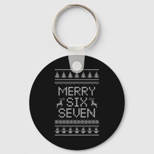 Fun Merry Six Seven 6 7 Meme Design Christmas Humo Key Ring