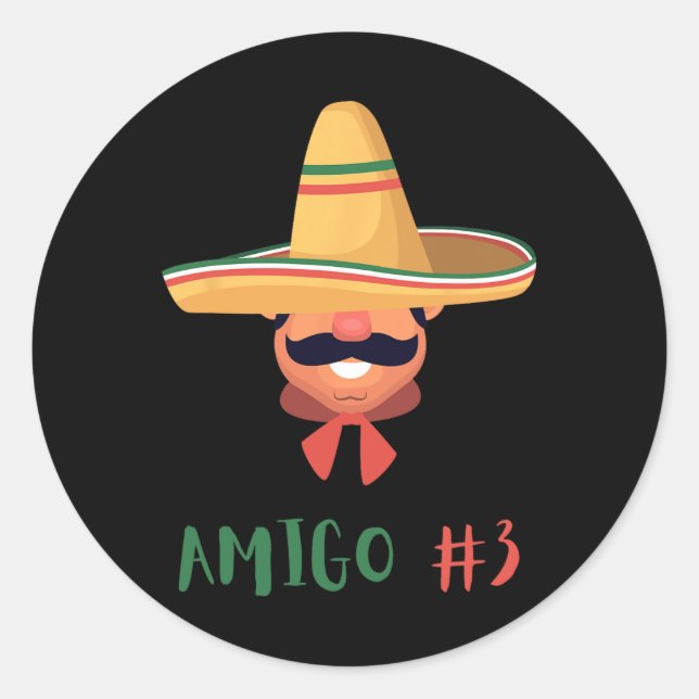 Fun Mexican Amigo #3 Group Matching Diy Halloween  Classic Round Sticker (Front)