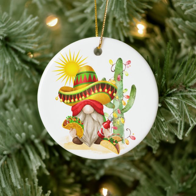 Fun Mexican Christmas Gnome Ornament (Tree)