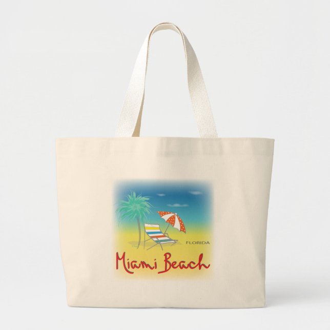 Fun Miami Beach, FL Large Tote Bag (Front)