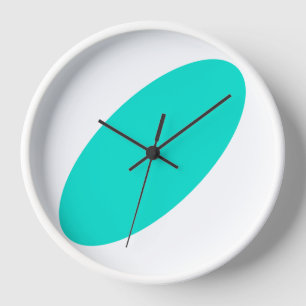 Fun Mid Century Modern Aqua Curve White Background Clock