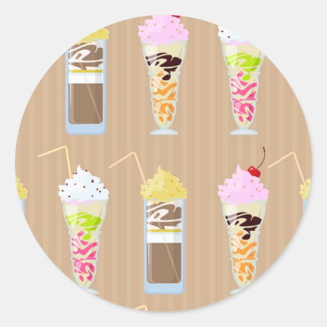 Fun Milk Shake Design Classic Round Sticker (Front)