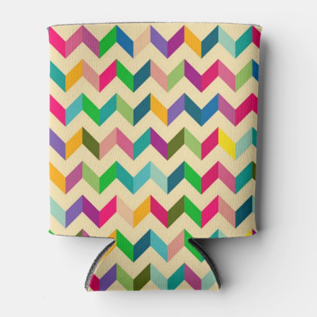 Fun Mini Retro Rainbow Chevron Pattern Foam Cooler (Front)