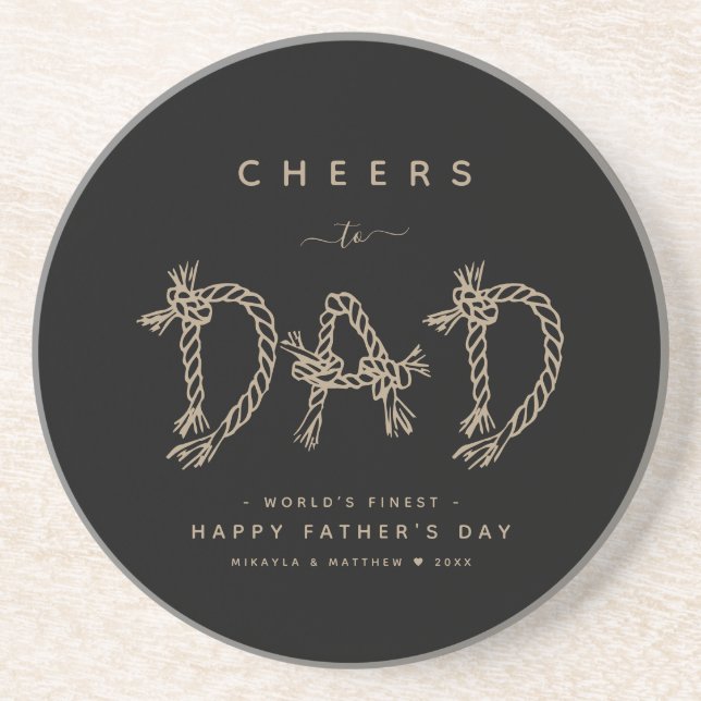 Fun Minimalist Black & Gold Dad Sandstone Coaster (Front)