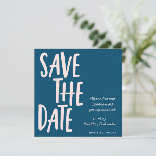 Fun Minimalist Teal Blue Whimsical Wedding  Save The Date