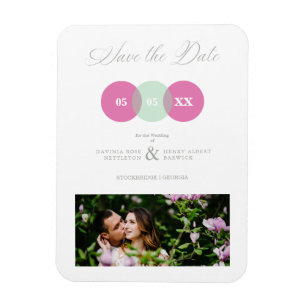 Fun Mint & Hot Pink Photo Couple Wimshical Script  Magnet