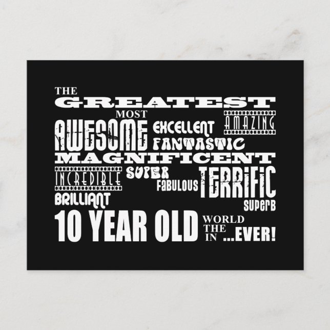 Fun Modern 10 Birthday Party Greatest Ten Year Old Invitation Postcard (Front)