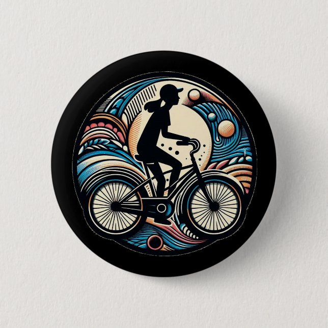 Fun Modern Abstract Bike Logo for Women 6 Cm Round Badge (Front)