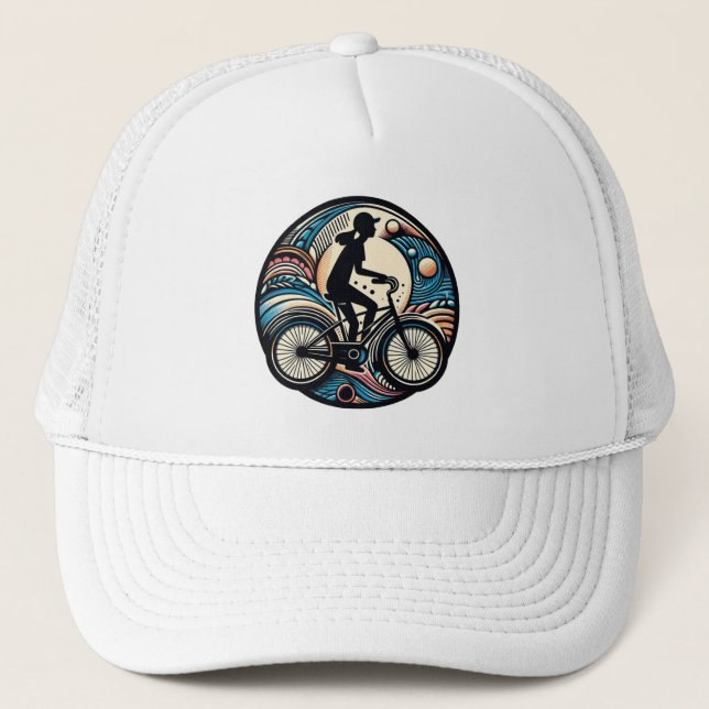 Fun Modern Abstract Bike Logo for Women Trucker Hat (Front)
