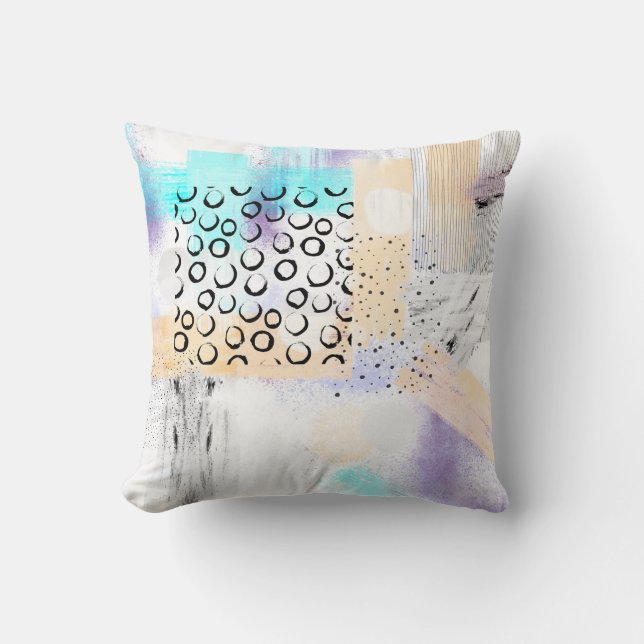 fun modern abstract colourful artistic paint strok cushion (Front)