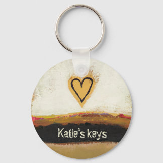 Fun modern art heart painting customise your own key ring