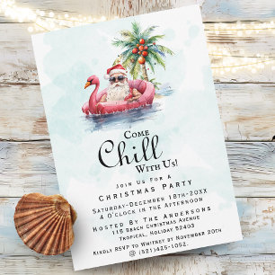 Fun Modern Beach Themed Christmas Party  Invitation