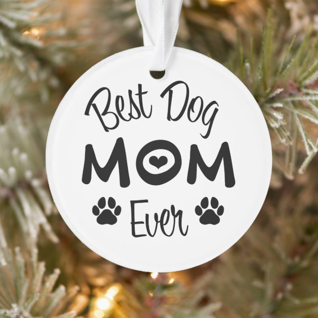 Fun Modern Best Dog Mum Photo Ornament (Tree)
