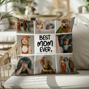 Fun Modern 'BEST MOM EVER' 6 Photo Cushion