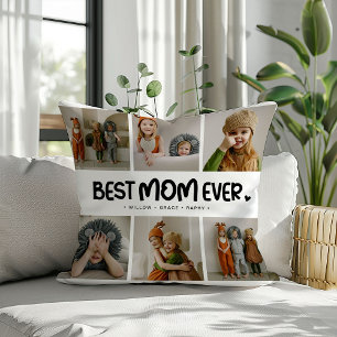 Fun Modern 'BEST MOM EVER' 6 Photo Cushion