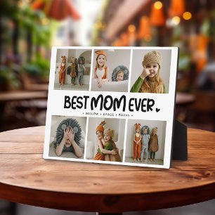 Fun Modern 'BEST MOM EVER' 6 Photo Plaque