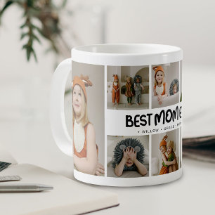 Fun Modern 'BEST MOM EVER' 8 Photo Coffee Mug