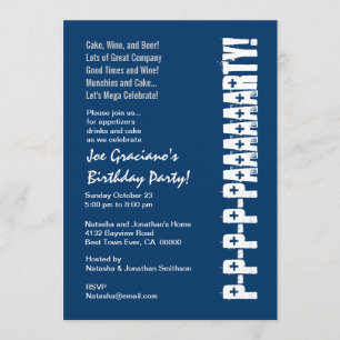 Fun Modern Birthday Navy Blue White Red Template