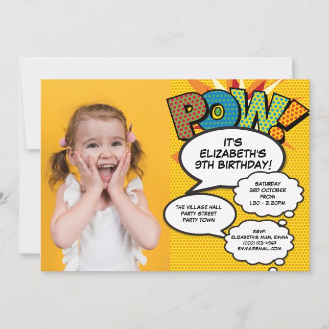 Fun Modern Birthday Party Photo Comic Any Age Invitation (Front)