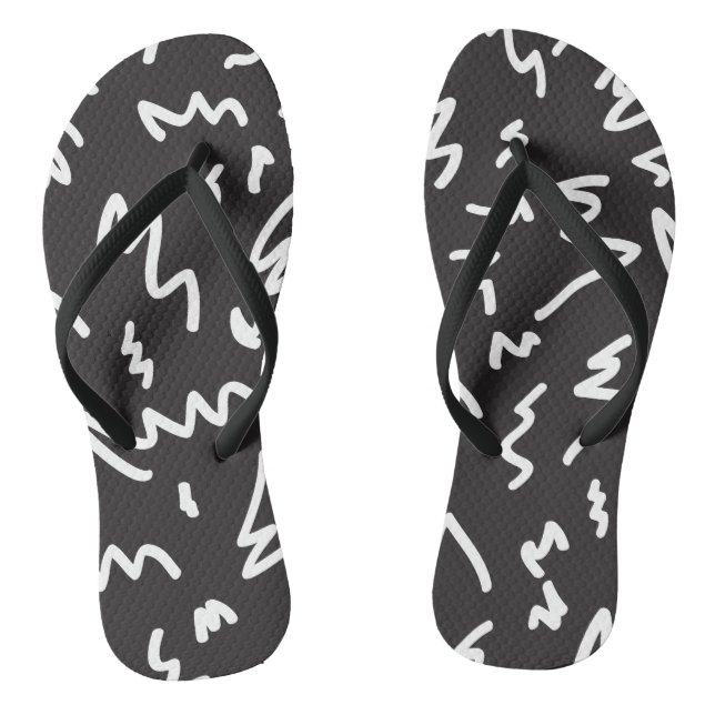 Fun modern black and white flip flops (Footbed)