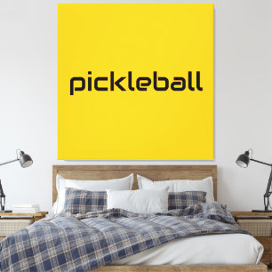 Fun Modern Black PICKLEBALL Text On Bright Yellow Canvas Print