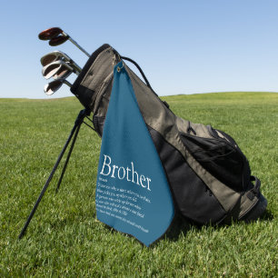 Fun Modern Blue Typographic Brother Definition Golf Towel