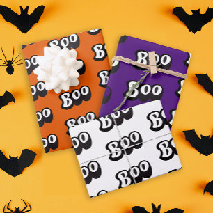 Fun Modern Boo Colourful Halloween Night Typo Wrapping Paper Sheet