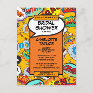 Fun Modern Bridal Shower Comic Book Invitation Postcard