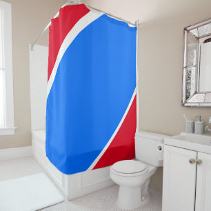 Fun Modern Bright Red White Blue Nautical Curves Shower Curtain