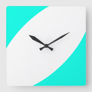 Fun Modern Bright White Aqua Mint Corner Curves Square Wall Clock