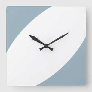 Fun Modern Bright White Slate Blue Abstract Curves Square Wall Clock