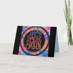Fun Modern Cheerful Sweet Sixteen Birthday Card