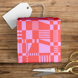 Fun Modern Chequered Coral & Lilac Wrapping Paper