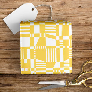 Fun Modern Chequered Yellow & White Wrapping Paper