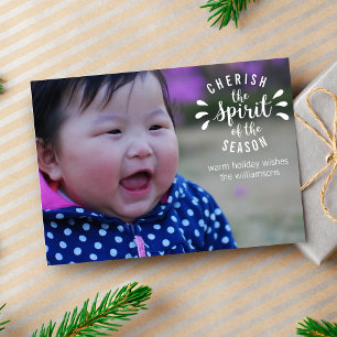 Fun Modern Christmas Spirit & Magic Holiday Photo Card